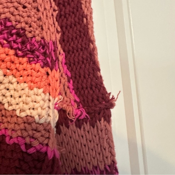 Free People Cropped Sweater Pink Knit Boho Casual Fall Indie Size Extra Small - Picture 8 of 9